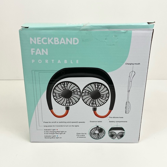 Portable Hands Free White Adjustable Cooling Neckband Fan With 3 Speeds - Picture 14 of 14
